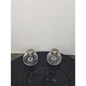 Vintage Frank Whiting & Co. Sterling Silver & Glass Etched Salt Pepper Shakers